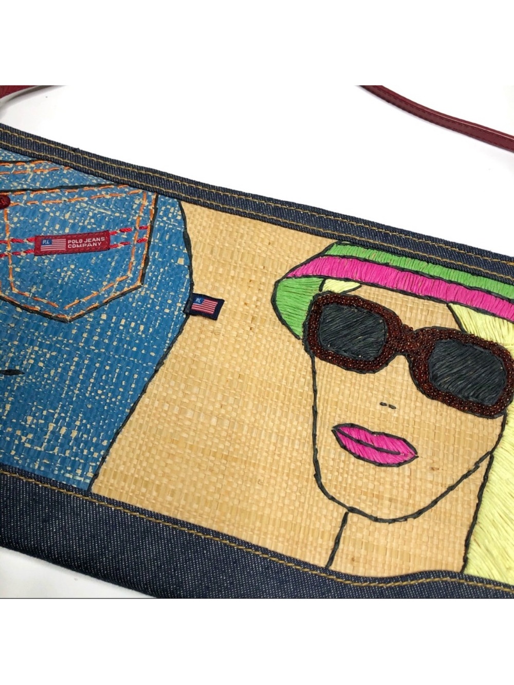 Rare Y2K Polo Jeans Co Ralph Lauren Raffia Shoulder Bag Beaded Novelty Purse - Picture 4 of 8